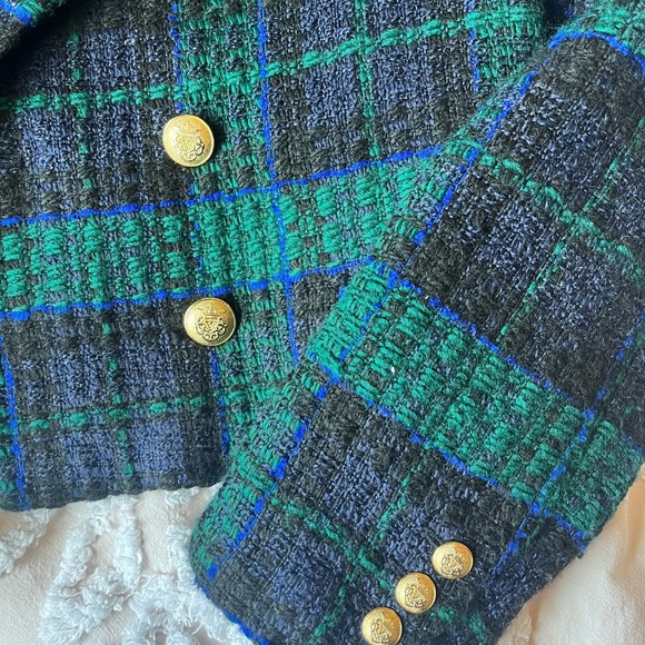Green and Blue Blazer with Bright Gold Buttons - Picture 4 of 4